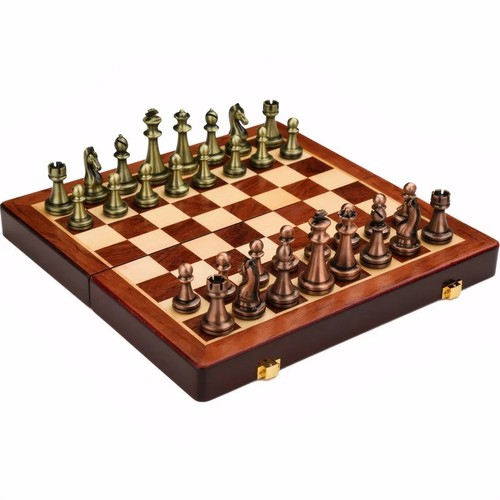 Antique bronze chess set - bronze,