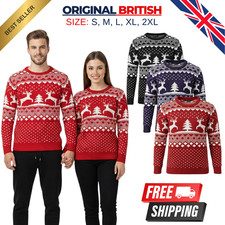 New Unisex Men Women Santa Xmas Christmas Novelty Fairisle Retro Jumper Sweater