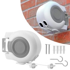30m Retractable Clothes Reel Double Washing Line Wall Mounted Outdoor