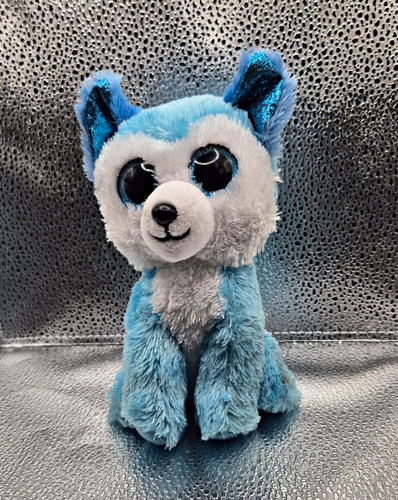 Blue white husky dog plush - blue,