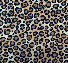 100% Cotton Fabric - Brown Animal Leopard Print - Craft Fabric Material Metre