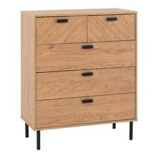 Leon 3+2 Drawer Chest of Drawers Herringbone Medium Oak Bedroom Storage
