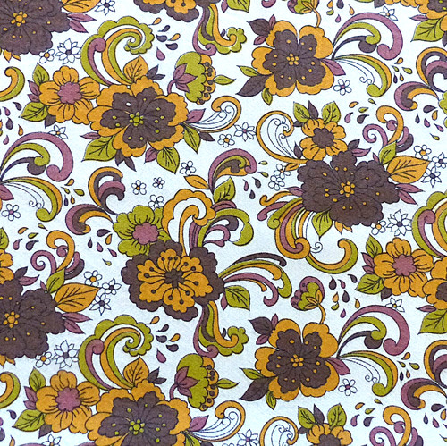 Vintage 80s orange flowers - , on