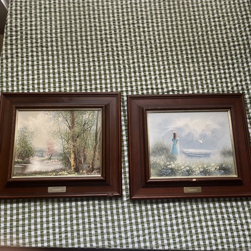 Pair vintage oil paintings - pair,