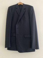 Aquascutum Blue Herringbone Stripe Suit 46L Jacket 38L Trousers