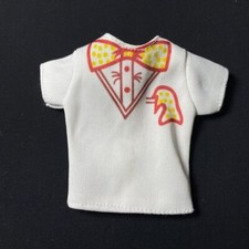 Pedigree Sindy Mix Match T-shirt 1979 white printed bow tie 44331 fit 12" doll
