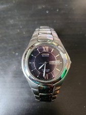 Citizen Men's Eco-Drive Titanium WR-100 With Day Date Bracelet Watch E100-K18434