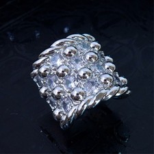 Mens Heavy XL Keeper Ring Simulated Diamond 925 Silver Layered