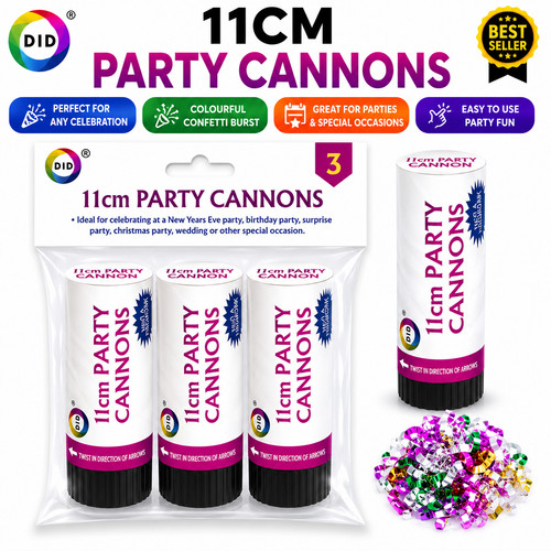 3pc 11cm party cannons - 3pc,