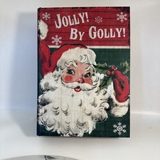 Jolly By Golly Vintage Christmas Santa Claus Large Stash Book Keepsake Boxes