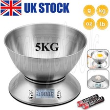 5KG Digital Kitchen Scales Cooking Food Weighing Weight Electronic Scale w/ Bowl