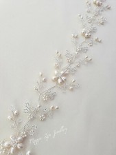 Long silver ivory Bridal hair