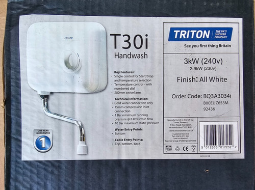 Triton t30i hand wash water - wash,
