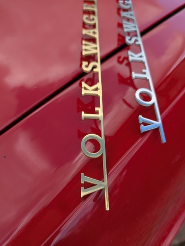 Gold volkswagen script - volkswagen, badge