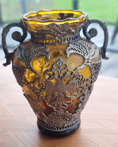 Vintage amber glass - , amphora