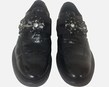 HIGH BY CLAIRE CAMPBELL BLACK LEATHER BROGUE SHOES WITH JEWEL STRAPS EU40