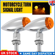 2x Amber Chrome Bullet Front Rear Motorcycle Turn Signal Blinker Indicator Light