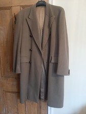 Crombie coat - beige wool double breasted - pit to pit 23 inches