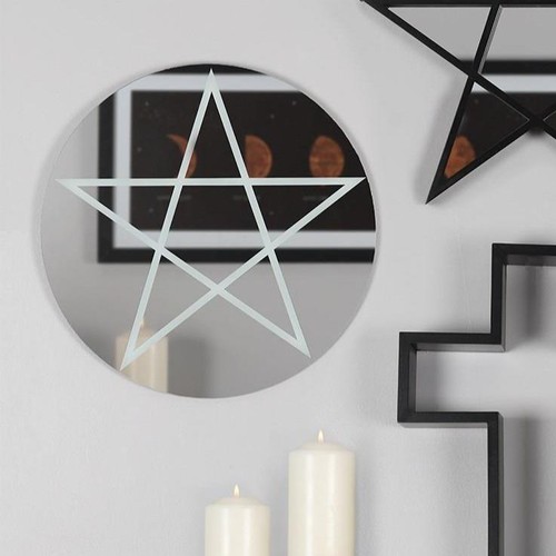 Round pentagram mirror - round,