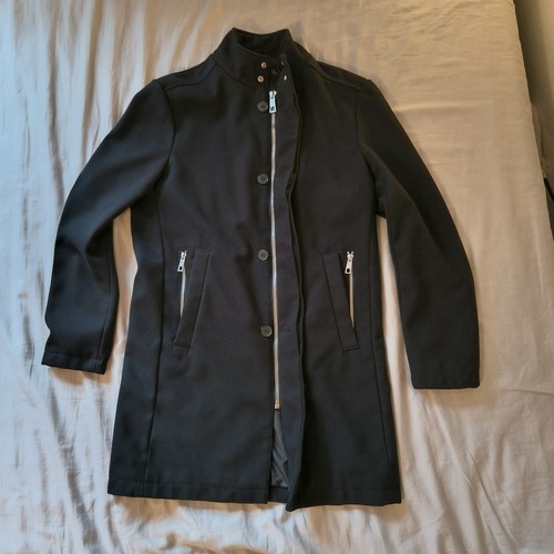 Zara man black coat jacket - black,