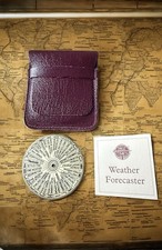 Past Times Brass Pocket Barometer Weather Forecaster + Leather Case Manual