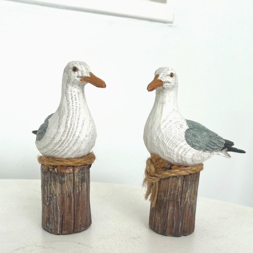 Seagulls sitting posts - sitting,