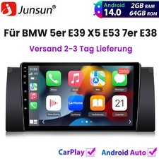 2+64GB Carplay Android 14 Car Stereo GPS Sat Nav BT Wifi DAB+ For BMW 5 Series E39 X5 E53