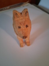 Vintage Hand Carved Akita Dog