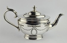 Victorian Silver-Plated Teapot by James Dixon feat. Engraved Floral Details Antq