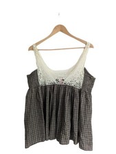 Ewa I Walla Top SIZE MEDIUM / UK 14 Sleeveless Langenlook Brown Lace Layering 