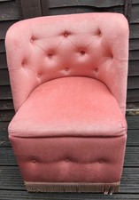 Vintage Sherborne Bedroom Chair Pink Tassel Tub Chair Low Mid-Century On Wheels