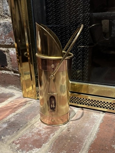 Vtg brass copper fireplace - &,