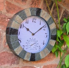 Garden Wall Clock Slate effect