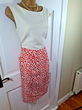 Fee G  Orange & Cream Floral Lined Dress, UK 16, New With Tag RRP £165