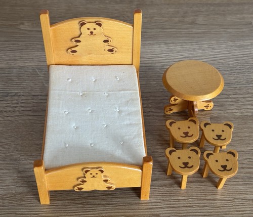 Doll house wooden teddy - wooden,