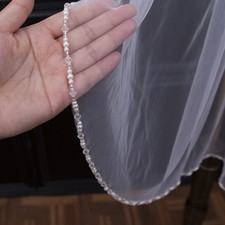 1 Tier Wedding Veil Beaded