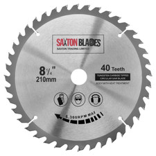 Saxton TCT Circular Wood Blade 210mm x 40T fits Evolution Rage Saws 25.4mm Bore