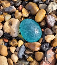 HUGE Special 3.5cm Sea glass Egg Oval Piece Turquoise Teal Seaham Jewellery