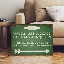Vintage Style English Railway Left Luggage Station Sign