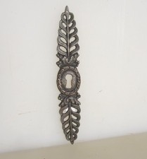 Antique Brass Escutcheon Keyhole Plate Old Cupboard French Victorian Vintage 6"H