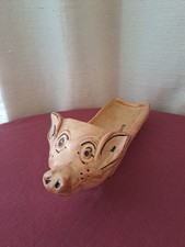 Vintage Rustic French Pig Shaped Sausage Serving Bowl Saucisson Tray Terracotta
