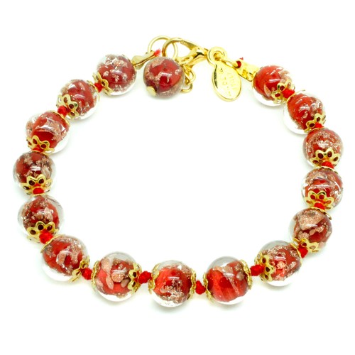 Murano glass bracelet - red, gold