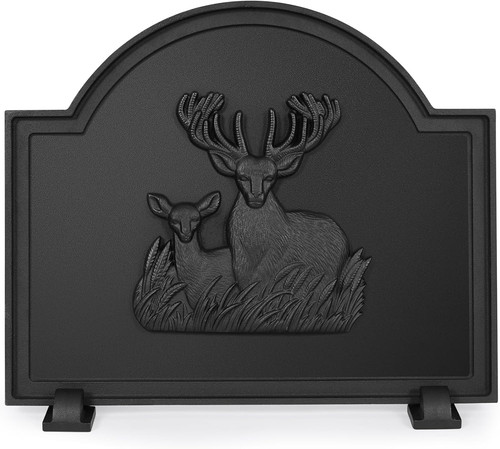 Cast iron deer fireback - cast,