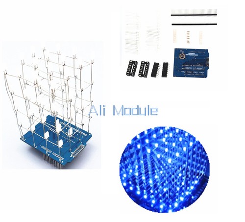 Blue led 4x4x4 light - blue, cube