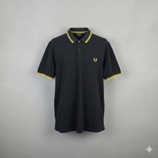 Fred Perry Polo Shirt Large Black Twin Tipped Slim Fit Terrace Mod 60 M3600