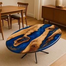 Oval Epoxy Resin Table For Coffee & Dining Room Table