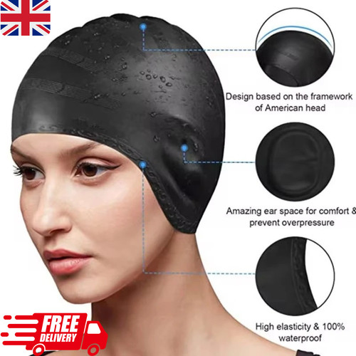 Silicone swimming cap with ear - silicone,