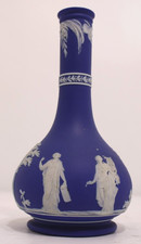 Victorian Cobalt Blue Wedgwood Jasperware Vase 1884