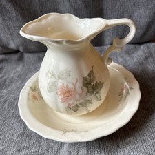 Vintage Hadida English Made Fine Bone Chine Jug And Bowl Set