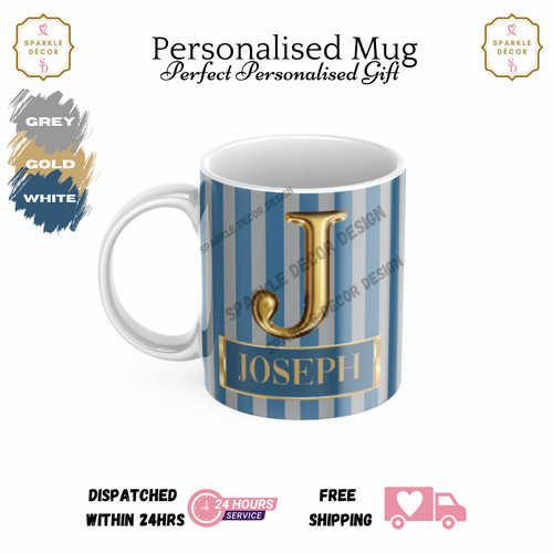 Personalised striped mug - personalised,